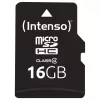 Intenso 16GB tarjeta de memoria MicroSDHC Class 4 con adaptador SD, hasta 21 MB/s de velocidad de lectura, negro
