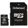Intenso 16GB tarjeta de memoria MicroSDHC Class 4 con adaptador SD, hasta 21 MB/s de velocidad de lectura, negro