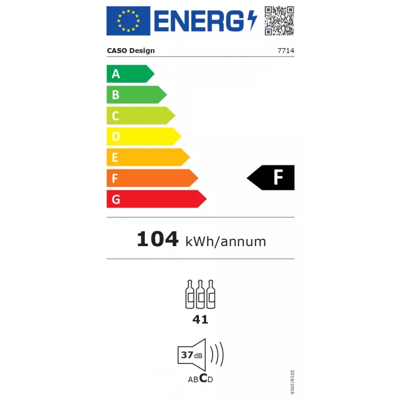 CASO WineDeluxe WD 41 vinoteca empotrable 41 botellas negra clase energética F