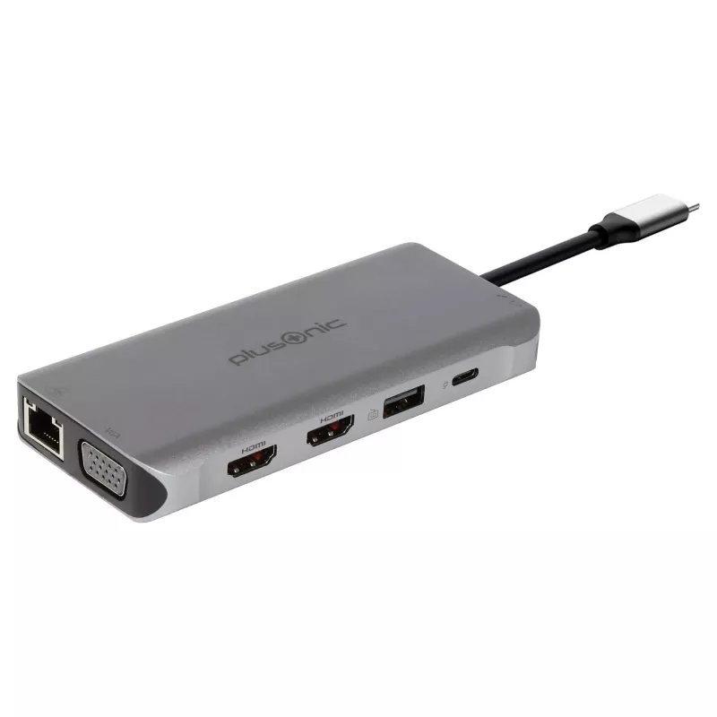 PLUSONIC adaptador de acoplamiento USB-C 8en1 - Space Gray