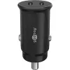 GOOBAY Cargador rápido de coche Dual-USB-C PD (Power Delivery), negro - 30W (12/24V) Apto para dispositivos con USB-C