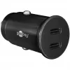GOOBAY Cargador rápido de coche Dual-USB-C PD (Power Delivery), negro - 30W (12/24V) Apto para dispositivos con USB-C