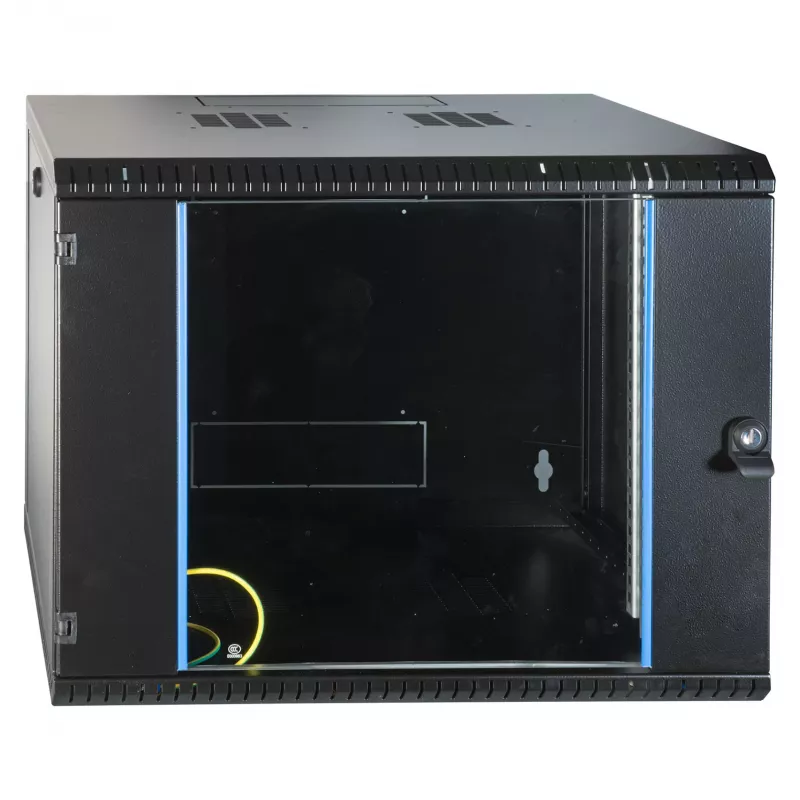 EFB Armario de pared 19 pulgadas 9U, fijo, sección única, RAL 9005, profundidad 600 mm