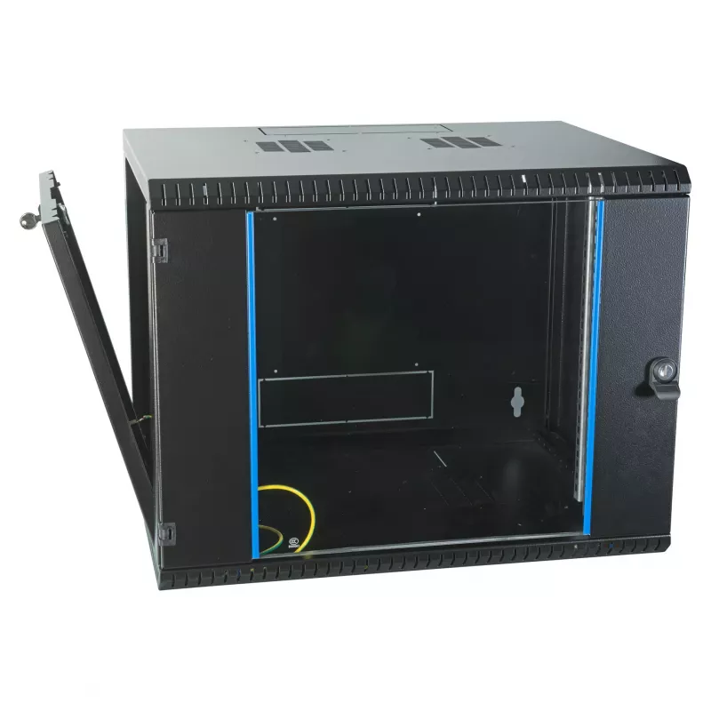 EFB Armario de pared 19 pulgadas 9U, fijo, sección única, RAL 9005, profundidad 600 mm