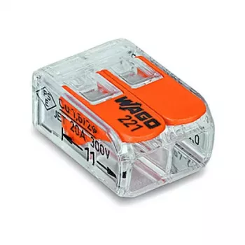 WAGO 221-412 Conector de empalme compacto de 2 conductores, 0,2-4 mm², 100 unidades