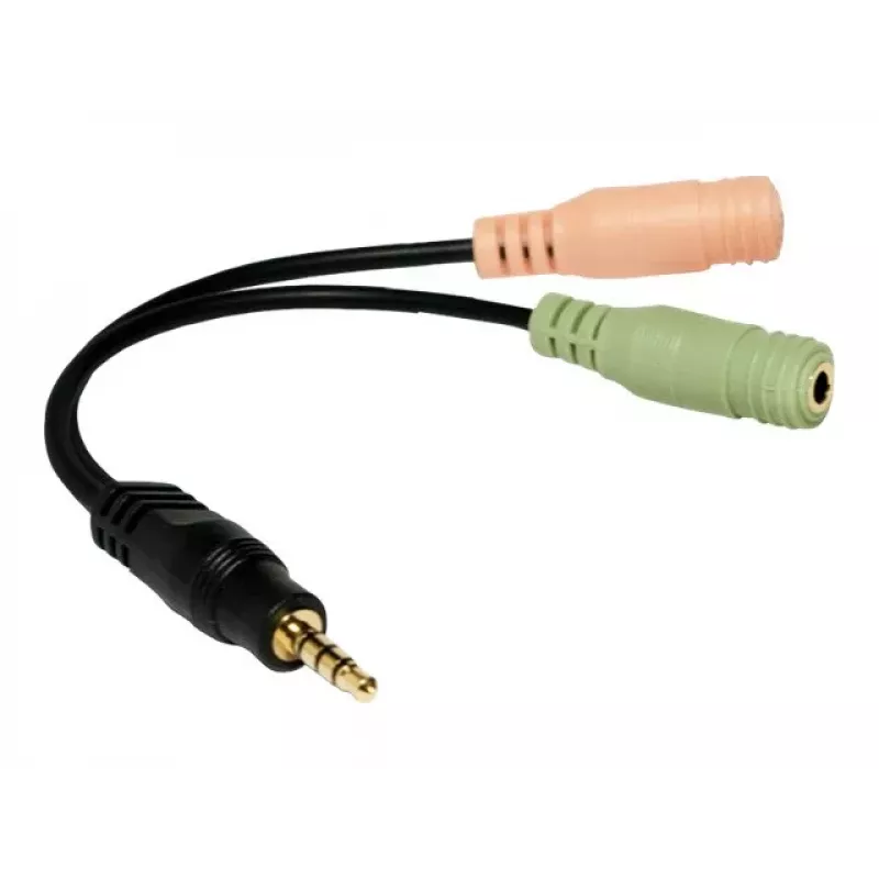 Logilink adaptador de audio jack, 4 pines, 3,5 mm estéreo macho a 2x 3,5 mm hembra, 0,15 m