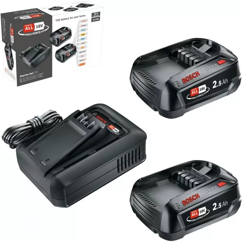 Bosch 18V Starter Set 2 x 2,5 Ah baterías + cargador AL 18V-44 (1600A031T5)