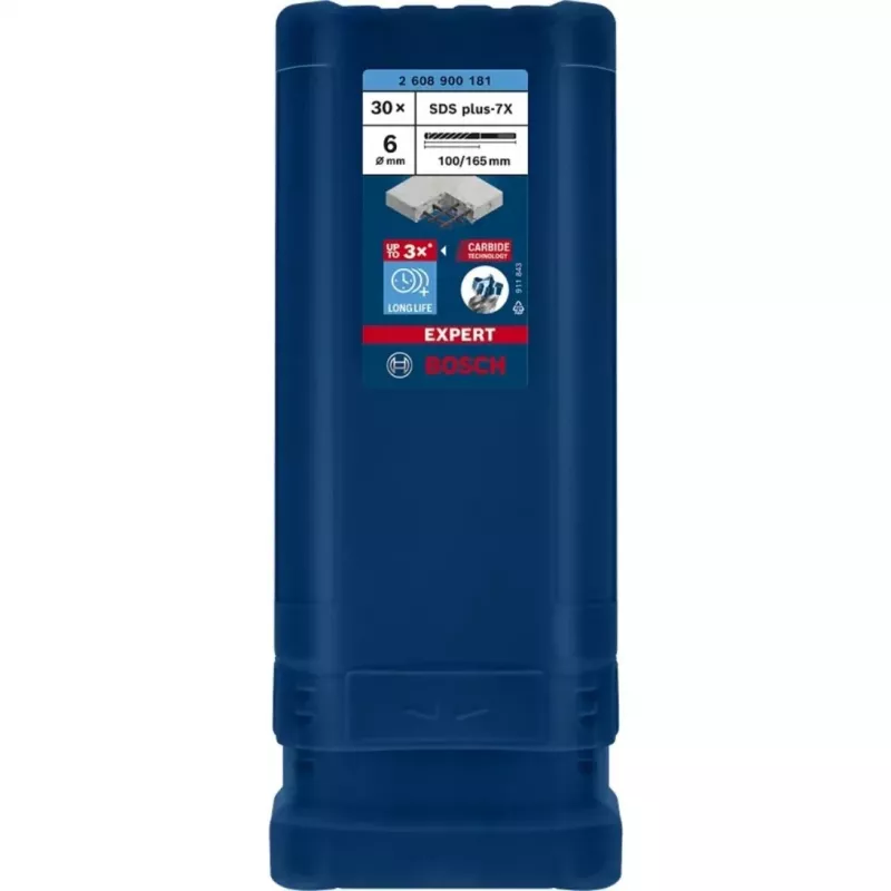 BOSCH EXPERT SDS plus-7X broca para martillo 6mm 100mm longitud de trabajo set de 30 piezas