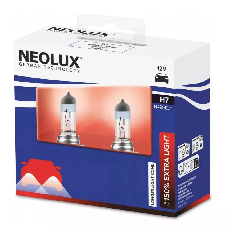 Neolux H7 Extra Light pack de 2 lámpara halógena 12V 55W