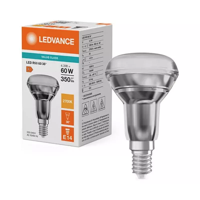 OSRAM R506036 4,3W 827 E14 P lámpara LED reflectora 350 lm 2700K blanco cálido