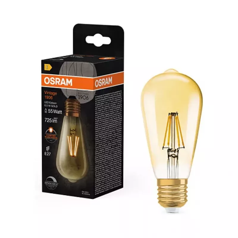 OSRAM lámpara LED 6,5W 725lm 2400K E27 regulable filamento dorado