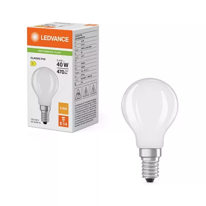OSRAM LED Classic P 40 Filament 3,4W 827 mate E14 bombilla LED, mini globo