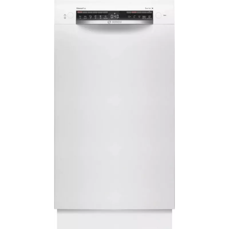 Bosch SPU4HMW01S lavavajillas estrecho de libre instalación, blanco, 9 cubiertos, clase de eficiencia energética C, 45 dB, EcoSilence Drive, Home Connect
