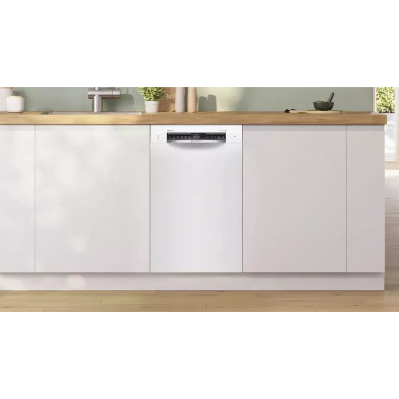 Bosch SPU4HMW01S lavavajillas estrecho de libre instalación, blanco, 9 cubiertos, clase de eficiencia energética C, 45 dB, EcoSilence Drive, Home Connect