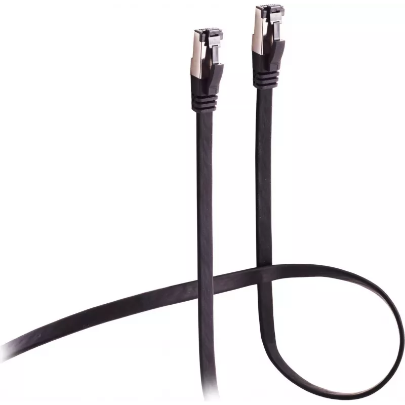 Flexline cable de conexión CAT 8.1 U/FTP PIMF, plano muy flexible negro 1,5m
