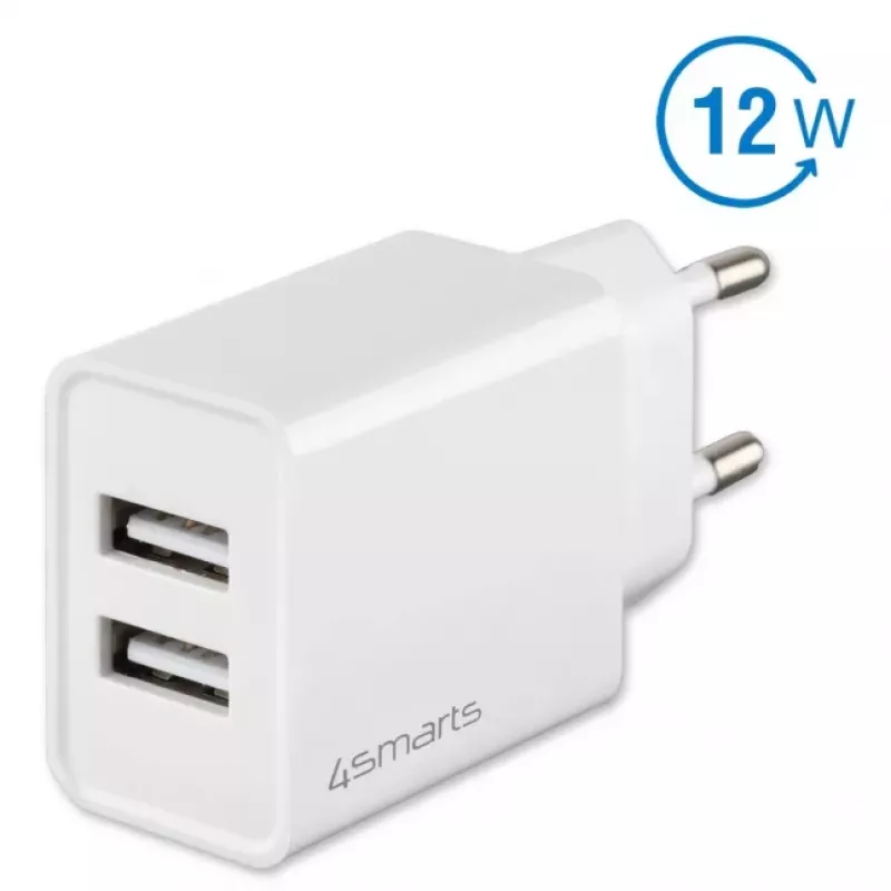 4SMARTS VoltPlug Dual cargador de pared 12W (sin cable), blanco
