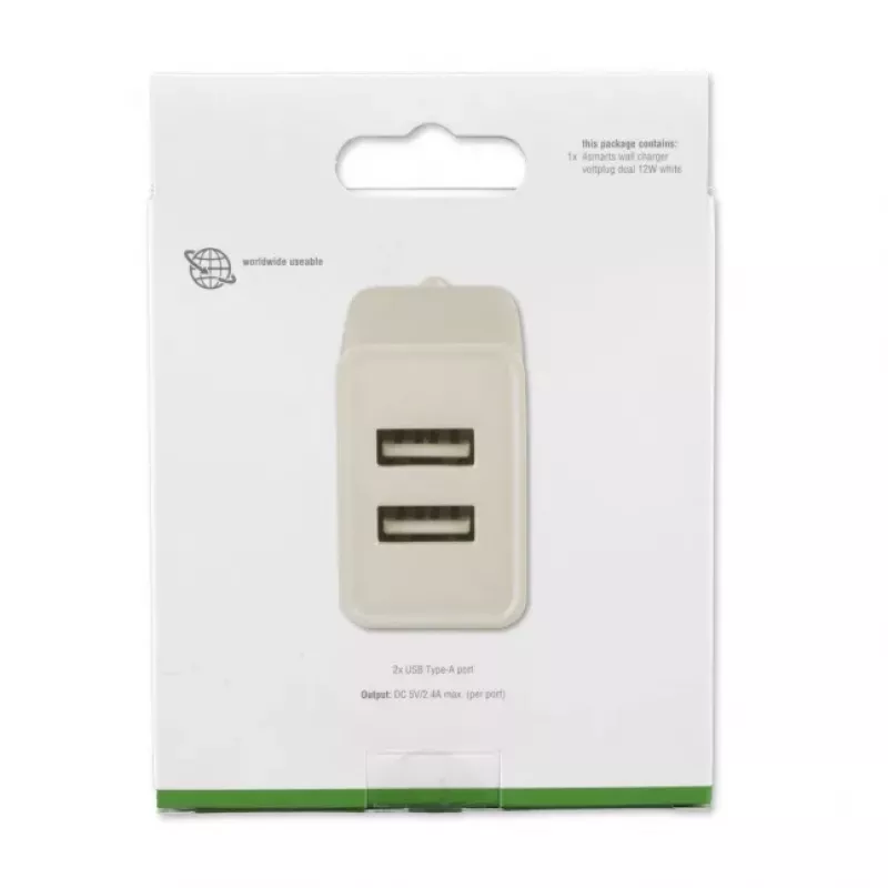 4SMARTS VoltPlug Dual cargador de pared 12W (sin cable), blanco