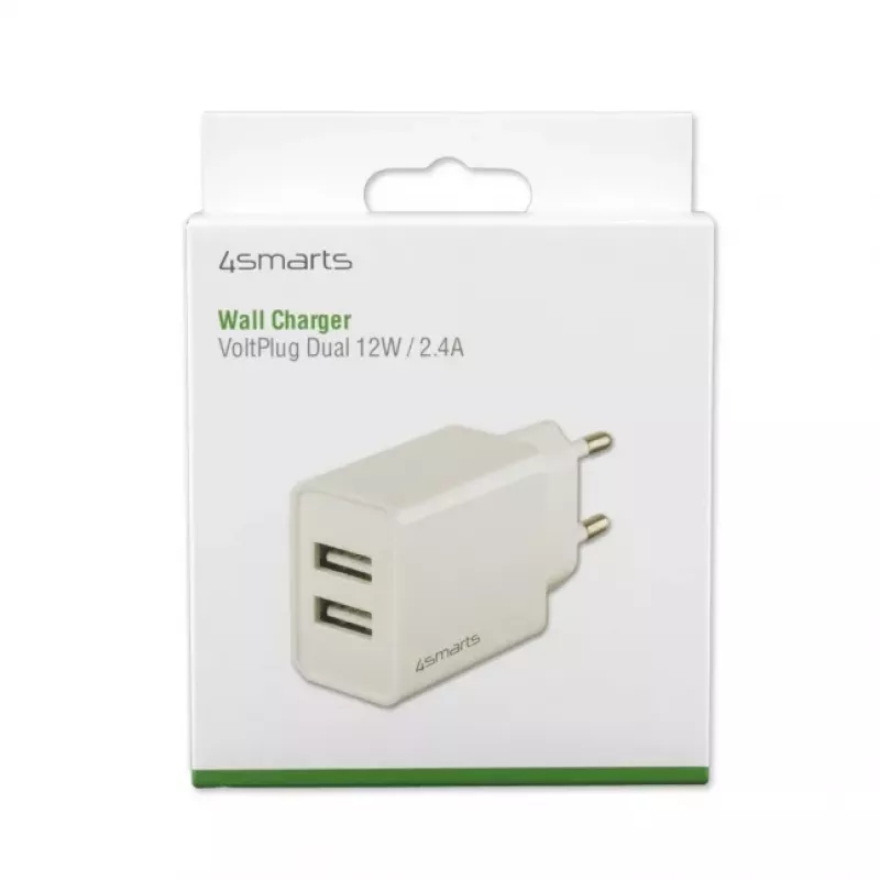 4SMARTS VoltPlug Dual cargador de pared 12W (sin cable), blanco