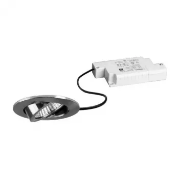 Brumberg 39363153 set de focos LED empotrables redondos BB03, 6W, 230V, níquel, 3000K, regulable por corte de fase, orientable