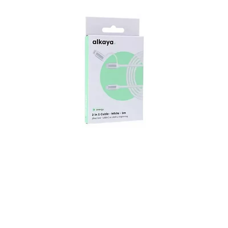 ALKAYA Speed Flex Cable de carga y datos 2 en 1 USB-C - Lightning High-Gloss 15W/12W 1m blanco (CL-60027)