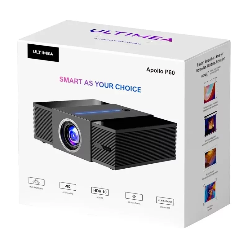 Proyector Ultimea Apollo P60 Full HD con Android 9.0, Wi-Fi 6, Bluetooth 5.2, autofoco, 700 lúmenes CVIA