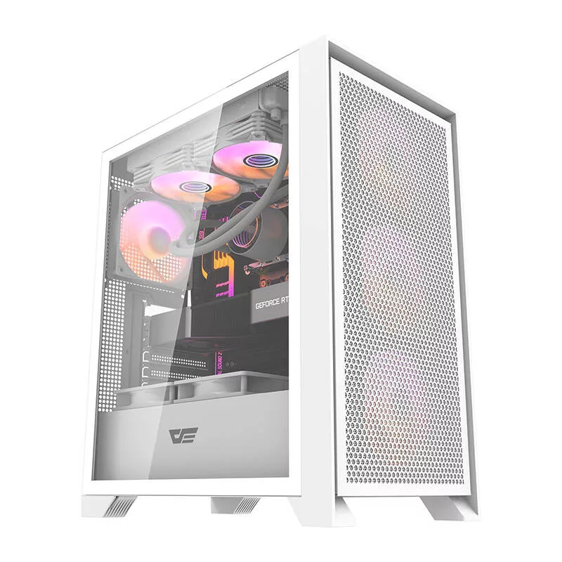 Caja de ordenador semitorre Darkflash DRX70 MESH Blanca con 4 ventiladores RGB