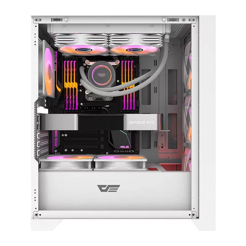 Caja de ordenador semitorre Darkflash DRX70 MESH Blanca con 4 ventiladores RGB