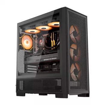 DarkFlash AIRNOVA Caja de ordenador semitorre Negra + 3 ventiladores ARGB de 120mm