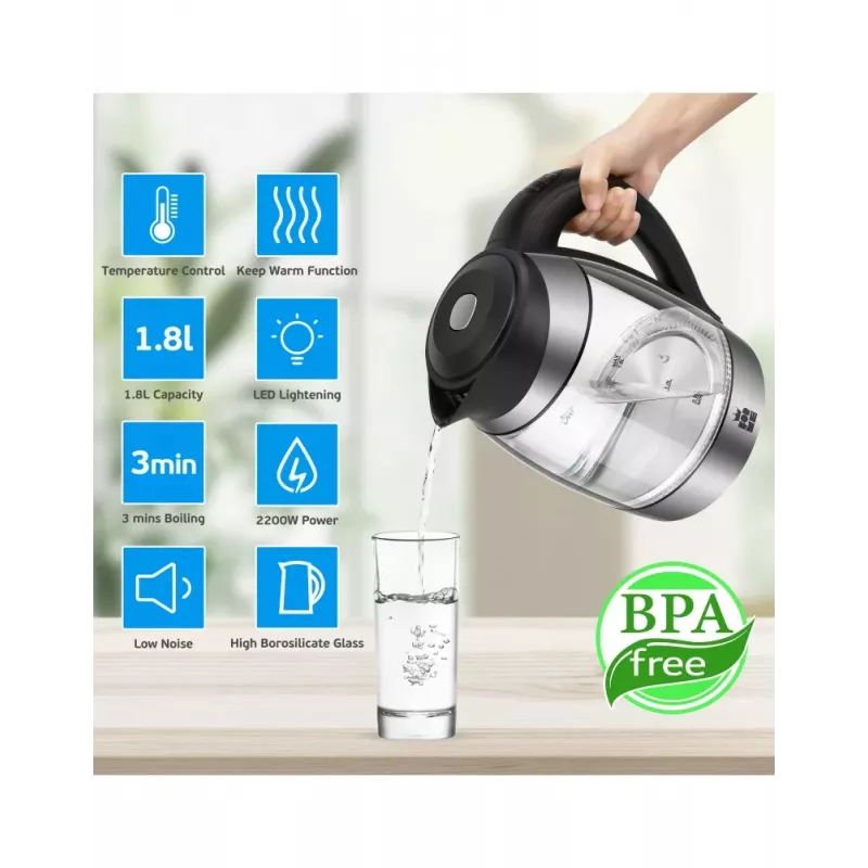 ForMe FKG-458 Hervidor Inalámbrico 1,8 L Acero Inoxidable / Negro