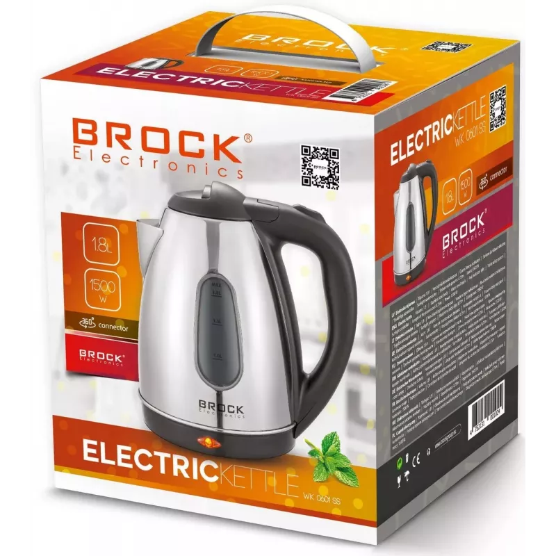 Brock WK 0601 SS hervidor eléctrico, 1,8 L, 1500 W, acero inoxidable