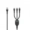 SEEK TOTI cable trenzado USB-A a Micro-USB / USB-C / Lightning 1,5m 2A (Non-MFI) negro