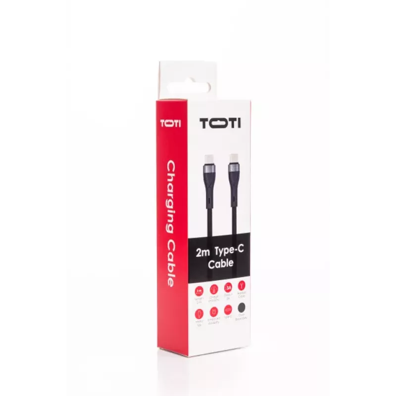 SEEK TOTI USB-C a USB-C 2m cable trenzado 3A negro