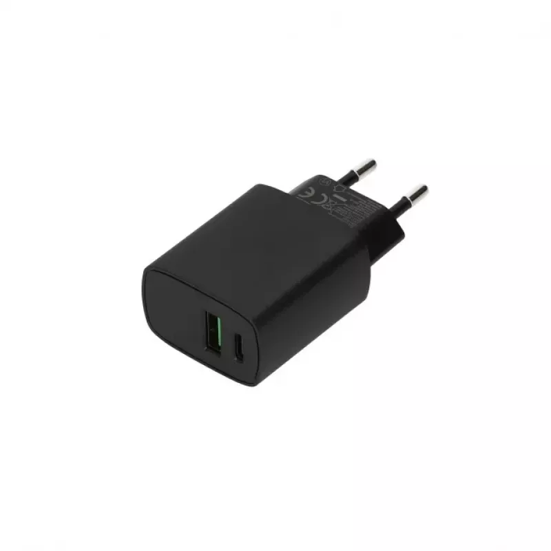 SEEK TOTI cargador de pared de carga rápida 20W Type-C + USB A, negro