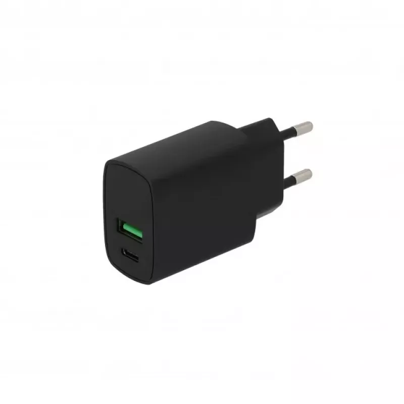 SEEK TOTI cargador de pared de carga rápida 20W Type-C + USB A, negro