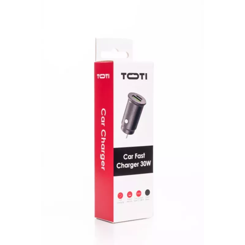 SEEK TOTI cargador de coche de carga rápida 30W Type-C + USB A, negro