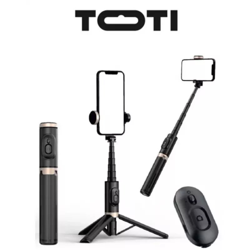 SEEK TOTI palo selfie con diseño oculto y trípode estable Q12, negro
