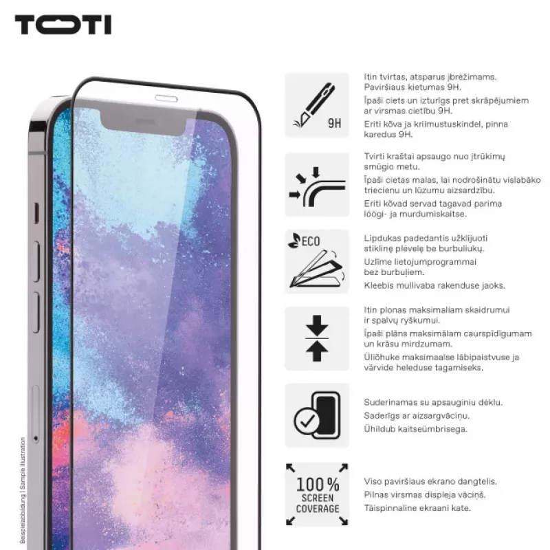 TOTI PREMIUM Protector de pantalla de cristal templado 3D Full Cover para Apple iPhone 16