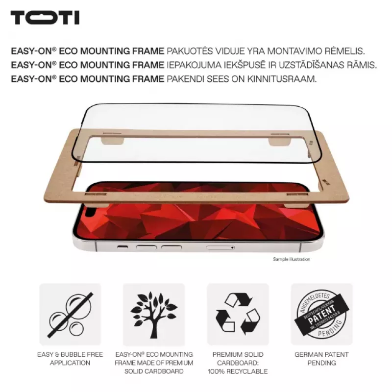 TOTI PREMIUM Protector de pantalla de cristal templado 3D Full Cover para Apple iPhone 16 Pro