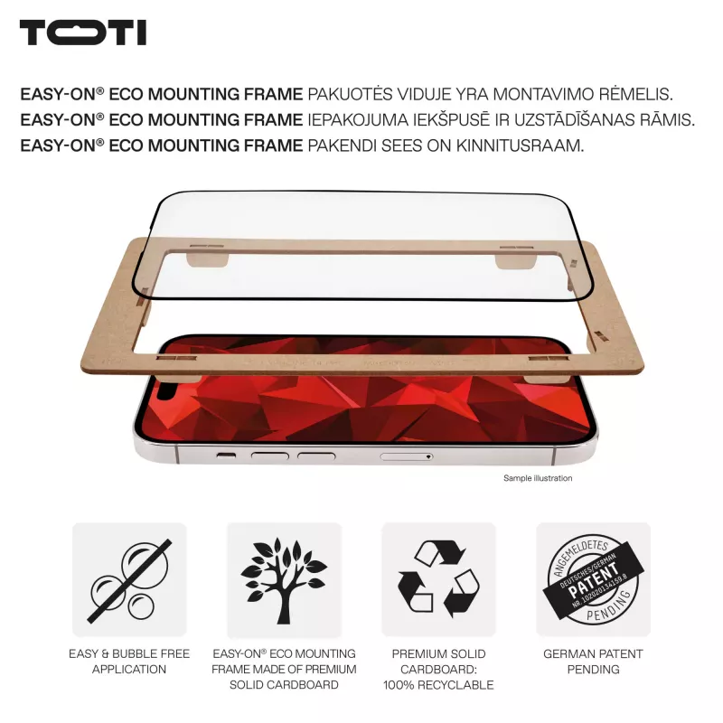 TOTI PREMIUM Protector de pantalla de cristal templado 3D Full Cover para Apple iPhone 17 Pro Max