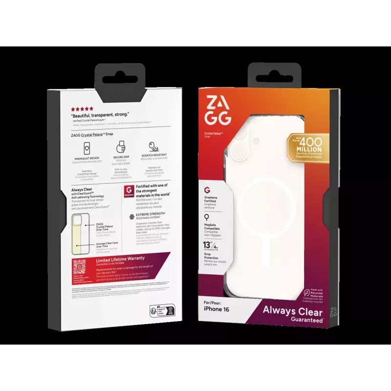 ZAGG Pack de protección para iPhone 16: funda con MagSafe y protector de pantalla