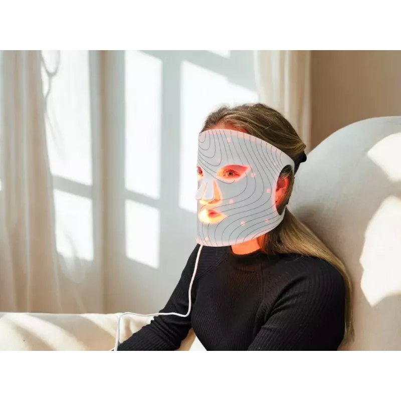 Lunni Mascarilla facial LED de silicona con luz LED de 7 colores e infrarrojo cercano blanca