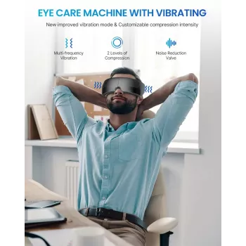 RENPHO Eyeris View masajeador de ojos con calor, compresión de aire, vibración, Bluetooth, USB-C, plegable, gris