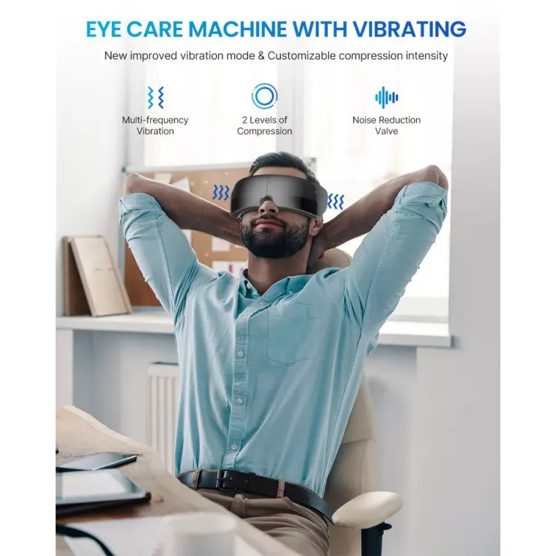 RENPHO Eyeris View masajeador de ojos con calor, compresión, vibración, Bluetooth, USB-C, plegable, gris