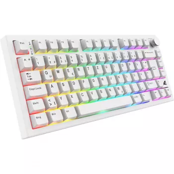 Sharkoon SGK55W SKILLER Teclado gaming inalámbrico, 75% Layout, teclas PBT, blanco
