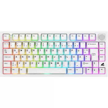 Sharkoon SGK55W SKILLER Teclado gaming inalámbrico, 75% Layout, teclas PBT, blanco