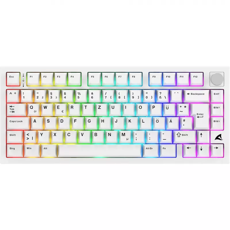 Sharkoon SGK55W SKILLER Teclado gaming inalámbrico, 75% Layout, teclas PBT, blanco