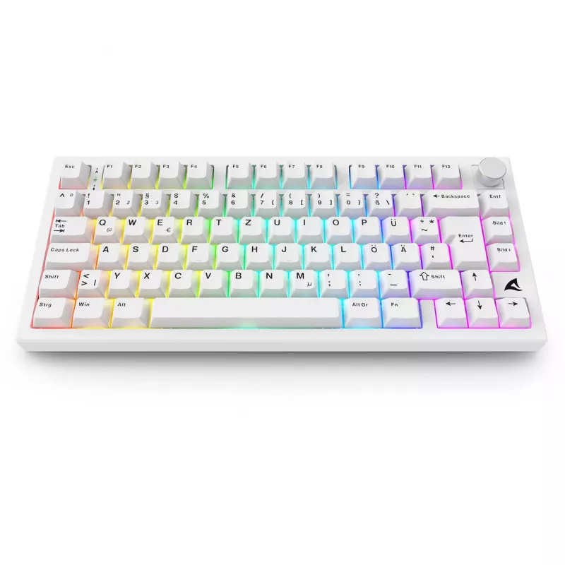 Sharkoon SGK55W SKILLER Teclado gaming inalámbrico, 75% Layout, teclas PBT, blanco