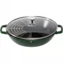STAUB wok 30 cm con tapa hierro fundido verde albahaca
