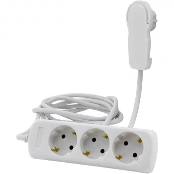 REV regleta de enchufes 3 tomas con enchufe plano blanco 2 m