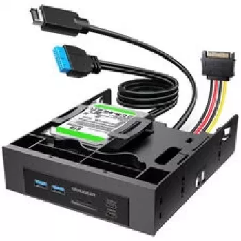 GRAUGEAR hub USB + lector de tarjetas panel frontal con marco para SSD de 2,5 pulgadas, negro